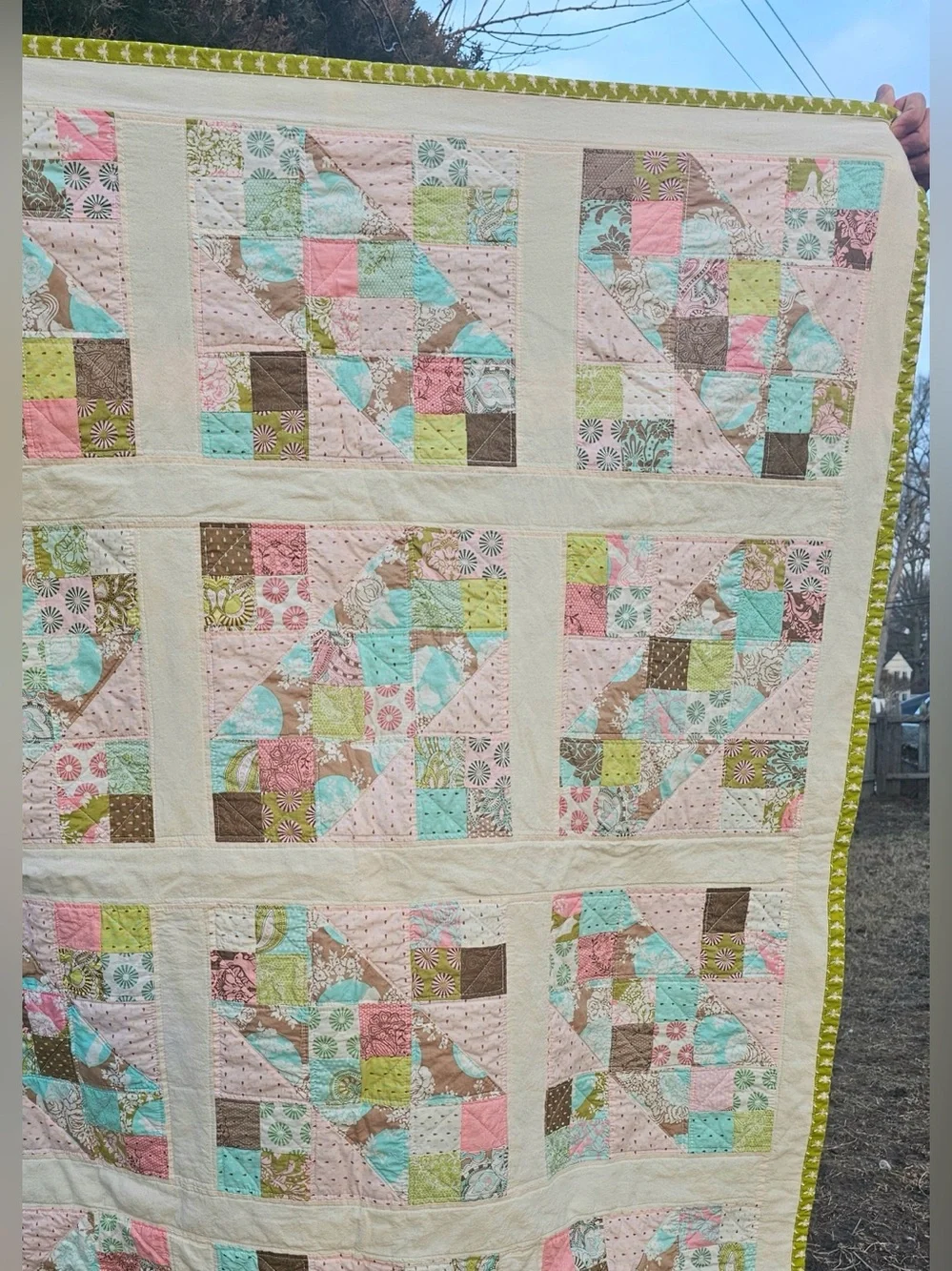 Handmade Patchwork Quilt: Tula Pink Hush-a-bye Fabric Vintage Heirloom Style